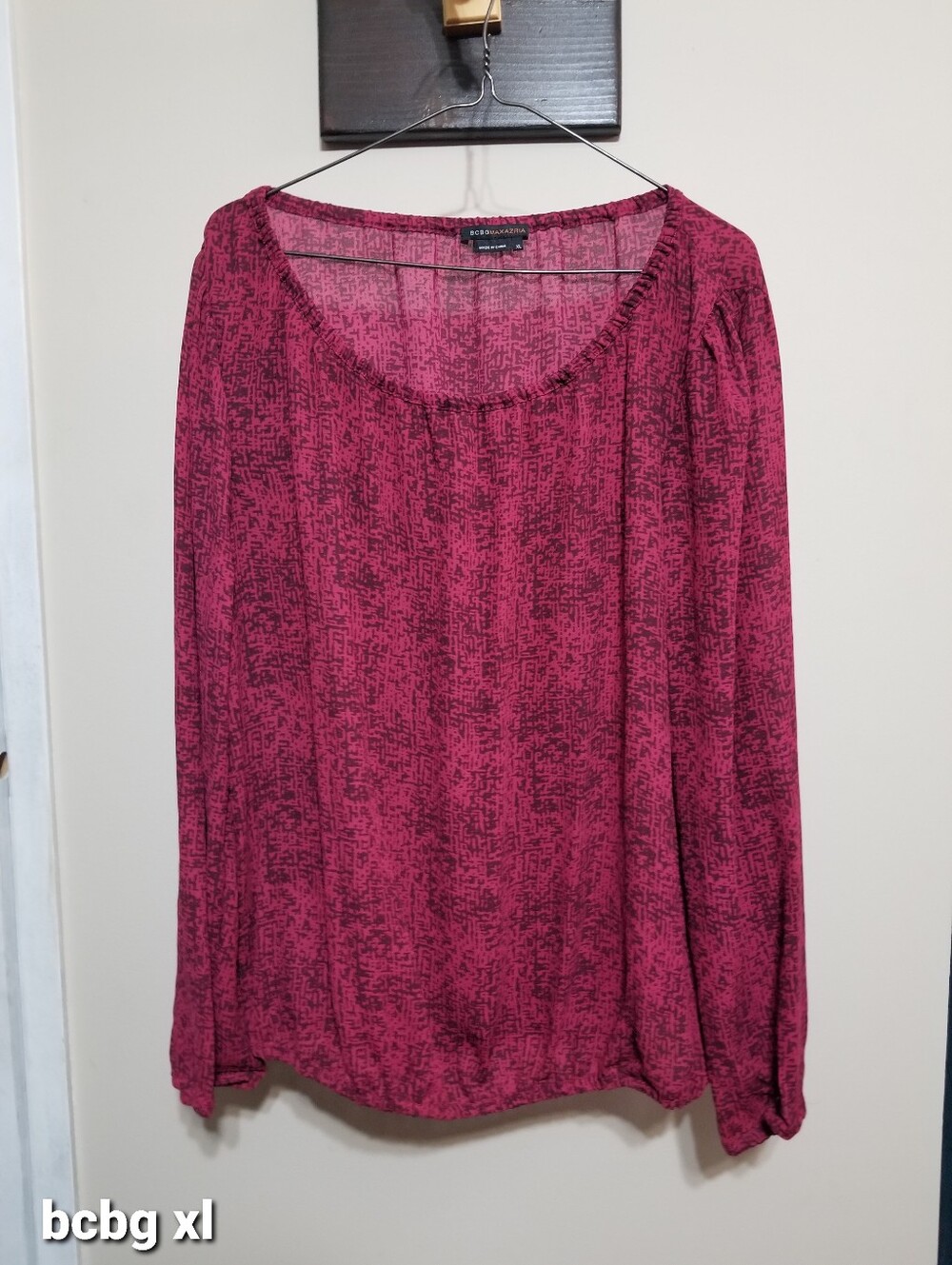 BCBGMaxAzria XL Rose-Pink Scoop Neck Long-Sleeve Top Nwotags